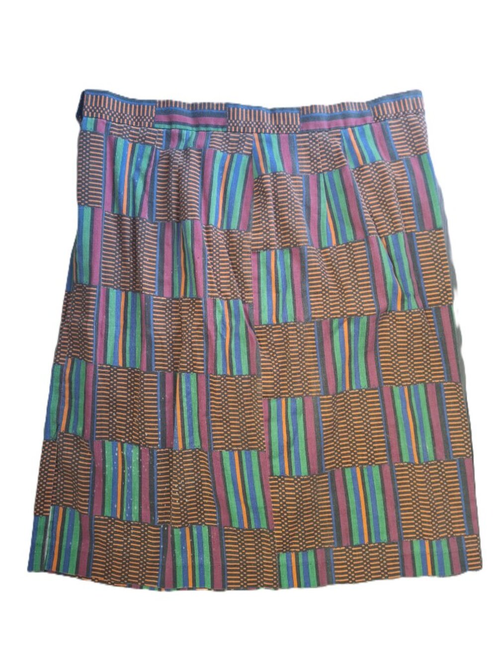 Multicolor African Patterned Patchwork A-Line Skirt, Womens, XL